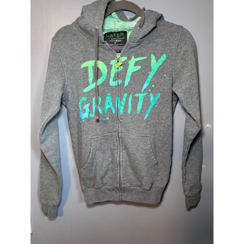 Green For Good Wicked Defy Gravity Zip Up Hoodie Gray XS